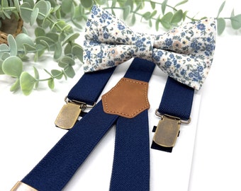 Navy Blue Suspenders Set, Groomsman suspenders, Wedding suspenders, Groom suspenders, Ring bearer, suspenders for men, baby, boy, kids