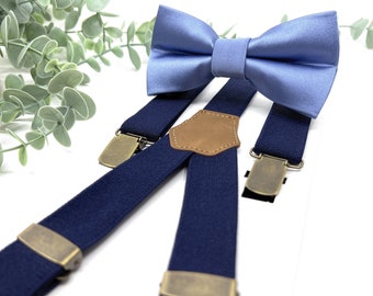Navy Blue Suspenders Set for Weddings Groomsmen, Groom, and Ring Bearer Perfect for Men, Baby, Boy, and Kids