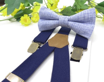 Navy Blue Suspenders Set for Groomsmen, Weddings, Groom, and Ring Bearer Perfect for Men, Baby, Boy, and Kids
