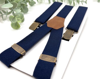 Navy Blue Suspenders for Weddings Groomsmen, Groom, and Ring Bearer Perfect for Men, Baby, Boy, and Kids