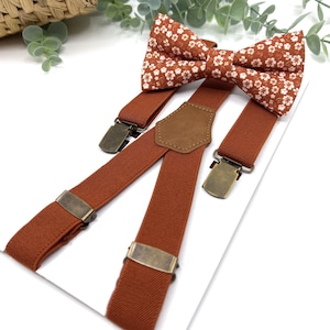 Burnt Orange Bow Tie and Suspenders Set: Wedding, Ring Bearer
