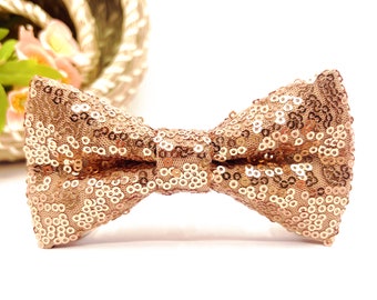 Rose Gold bow tie, Sequin bow tie, Wedding bow tie, Groom bow tie, Ring bearer, Bow Tie for men, baby, boy, kids