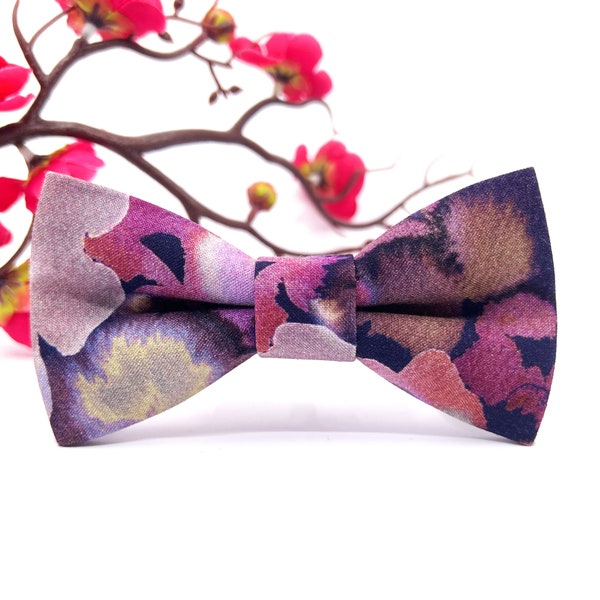 Floral Purple, Eggplant, Lilac Color Bow tie, Wedding bow tie, Groom bow tie, Ring bearer, Bow Tie for men, baby, boy, kids