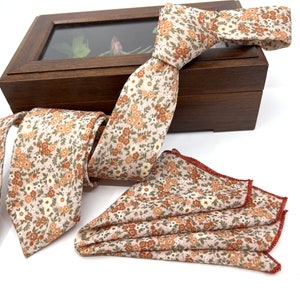 Set di bretelle floreali arancione bruciato, papillon arancione bruciato, papillon da sposa, papillon da sposo, portatore di anelli, papillon per uomo, bambino, ragazzo, bambini Only Necktie