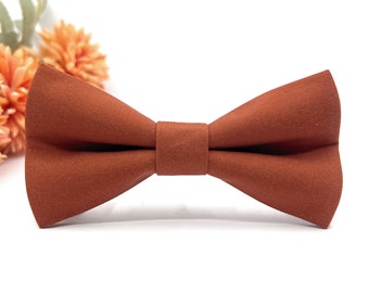 Burnt Orange Bow tie, Solid Bow tie, Wedding bow tie, Groom bow tie, Ring bearer, Bow Tie for men, baby, boy, kids.