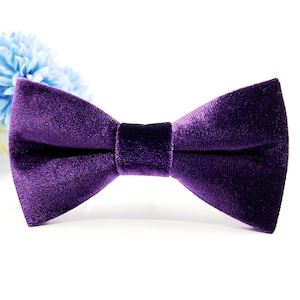 Eggplant Purple Velvet Bow Tie: Wedding, Ring Bearer, Baby, Boy