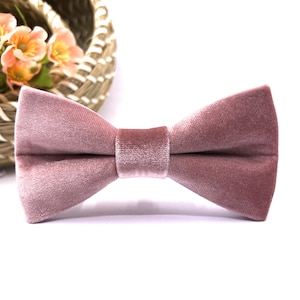 Dusty Rose Velvet Bow Tie: Baby, Kids, Men - Wedding, Ring Bearer