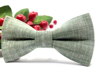 Pale Green Bow tie, Sea Mist Green Bow Tie, Linen bow tie, Wedding bow tie, Groom bow tie, Ring bearer, Pocket Square, Bow Tie for men