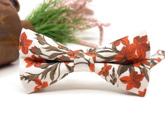 Nœud papillon à fleurs rouille cuivré : Mariage garçons d'honneur, enfants