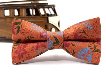 Nœud papillon floral orange brûlé, nœud papillon de mariage, nœud papillon de marié, porteur d'anneau, nœud papillon pour homme, bébé, garçon, enfants