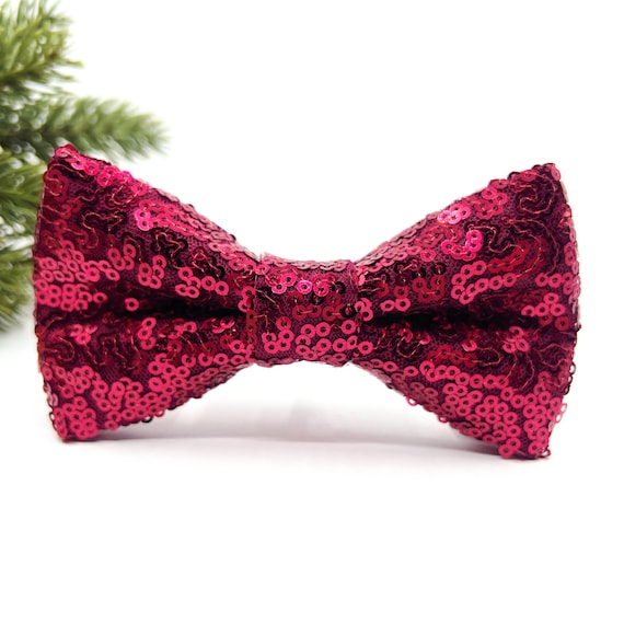 burgundy sequin bow tie