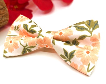 Ecru Bow tie, Peach Bow tie, Floral Bow tie, Light Salmon Bow tie, Wedding Bow tie, Groom Bow tie, Matched Pocket square, Matched tie