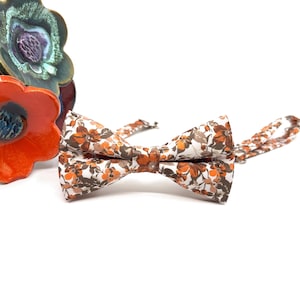 Floral Burnt Orange Bow Tie: Ecru Wedding Bowtie