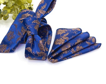 Navy Blau, Floral und Rose Krawatten für Bräutigam Perfekt für Hochzeiten mit optionalem Einstecktuch