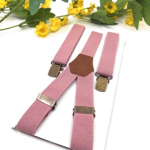 Dusty Rose Suspenders, Groomsmen suspenders, Ring bearer, leather suspenders, Wedding suspenders, Suspenders men, Groom suspenders