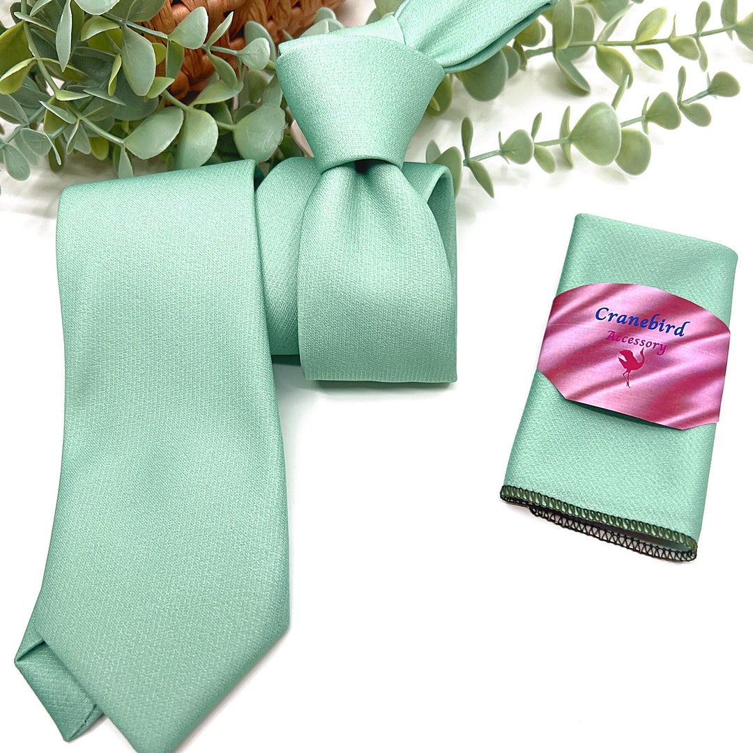 Dusty Sage Green Necktie, Mint Green Necktie, Slim Necktie, Linen