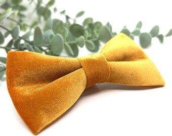 Honey Orange Bow tie, Velvet bow tie, Wedding bow tie, Groom bow tie, Ring bearer, Bow Tie for men, baby, boy, kids