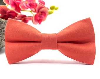 Nœud papillon corail, Nœud papillon en lin, Nœud papillon de mariage, Nœud papillon de marié, porte-anneau, Nœud papillon pour homme, bébé, garçon, enfants