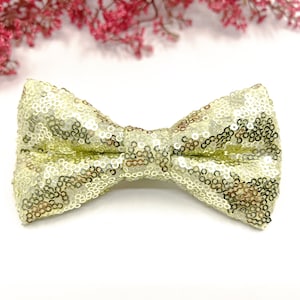 Pale Yellow bow tie, Sequin bow tie, Wedding bow tie, Groom bow tie, Ring bearer, Bow Tie for men, baby, boy, kids