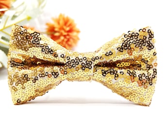 Gold Sequin Bow Tie for Weddings, Groom, and Ring Bearer, Perfect for Men, Baby, Boy, and Kids