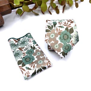 Sage Green Floral Necktie: Slim Wedding Groom Tie