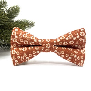 Floral Burnt Orange Bow Tie: Wedding, Ring Bearer, Groom