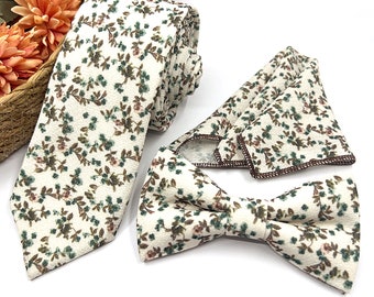 Corbata verde azulado floral, corbata verde oliva, corbata delgada, corbata de padrinos, corbata de bodas, cuadrado de bolsillo a juego, pajarita a juego