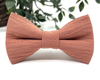 Brownish Rose Bow tie, Linen Bow tie, Wedding bow tie, Groom bow tie, Ring bearer, Bow Tie for men, baby, boy, kids.