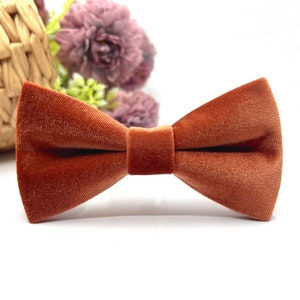 Burnt Orange Velvet Bow Tie: Wedding, Ring Bearer, Baby, Boy
