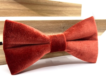 Rust Color Velvet Bow tie, Velvet bow tie, Wedding bow tie, Groom bow tie, Ring bearer, Bow Tie for men, baby, boy, kids