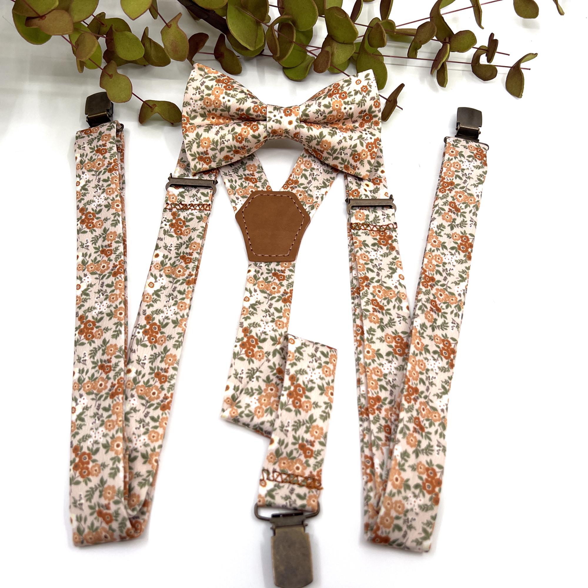 Burnt Orange Floral Bow Tie, Light Blush Pink Background Bow Tie, Groom Burnt Orange Floral Bow Tie, Light Blush Pink Background Bow Tie, Groom