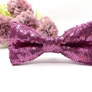 Eggplant Sequin bow tie, Rose bow tie, Wedding bow tie, Groom bow tie, Ring bearer, Bow Tie for men, baby, boy, kids