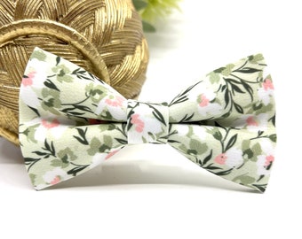 Sage Green Bow tie, Floral Bow tie, Groom Bow tie, Groomsmen Bow tie, Weddings Bow tie, Matched Pocket square, Matched tie