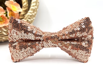 Papillon color salmone pallido, papillon con paillettes, papillon da matrimonio, papillon da sposo, portatore di anelli, papillon per uomo, bambino, ragazzo, bambini