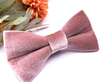 Dusty Rose Pink Velvet Bow tie, Velvet bow tie, Wedding bow tie, Groom bow tie, Ring bearer, Bow Tie for men, baby, boy, kids