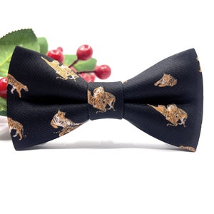 Schwarze Fliege, Tiger Muster Fliege, Hochzeit Fliege, Bräutigam Fliege, Ringträger, Fliege für Männer, Jungen, Einstecktuch