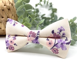 Ecru Bow tie, Lavender,Mauve,Powder Pink Floral Bow tie, Wedding bow tie, Groom bow tie, Ring bearer, Bow Tie for men