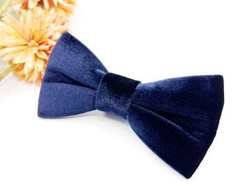 Navy Blue Velvet Bow tie, Velvet bow tie, Wedding bow tie, Groom bow tie, Ring bearer, Bow Tie for men, baby, boy, kids