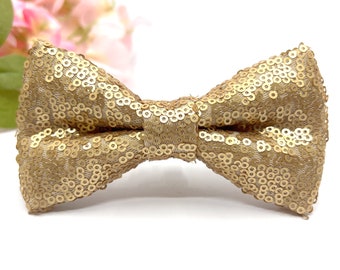 Gold Sequin Bow Tie for Weddings Groom and Ring Bearer, Perfect for Men, Baby, Boy, and Kids