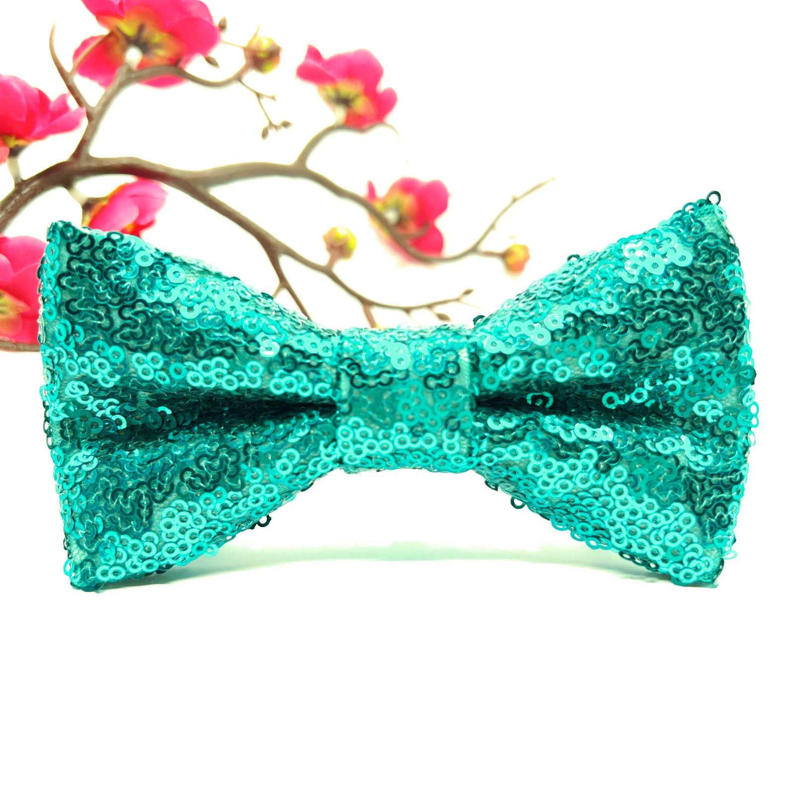 Turquoise Sequin Bow Tie Turquoise Bow Tie Wedding Bow Tie Etsy
