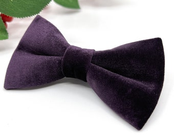 Dark Amethyst Bow tie, Purple Velvet bow tie, Wedding bow tie, Groom bow tie, Ring bearer, Bow Tie for men, baby, boy, kids