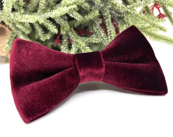 Burgundy Velvet Bow tie, Velvet bow tie, Wedding bow tie, Groom bow tie, Ring bearer, Bow Tie for men, baby, boy, kids