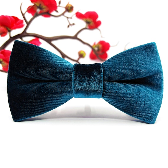 Teal Blue Velvet Bow tie, Velvet bow tie, Wedding bow tie, Groom bow tie, Ring bearer, Bow Tie for men, baby, boy, kids