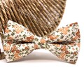 Burnt Orange Bow tie, Floral Bow tie, Ecru Background Bow tie, Groom Bow tie, Groomsmen Bow tie, Weddings Bow tie, Matched tie