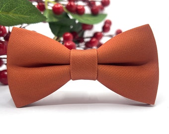 Burnt Orange Bow tie, Solid Bow tie, Wedding bow tie, Groom bow tie, Ring bearer, Bow Tie for men, baby, boy, kids.