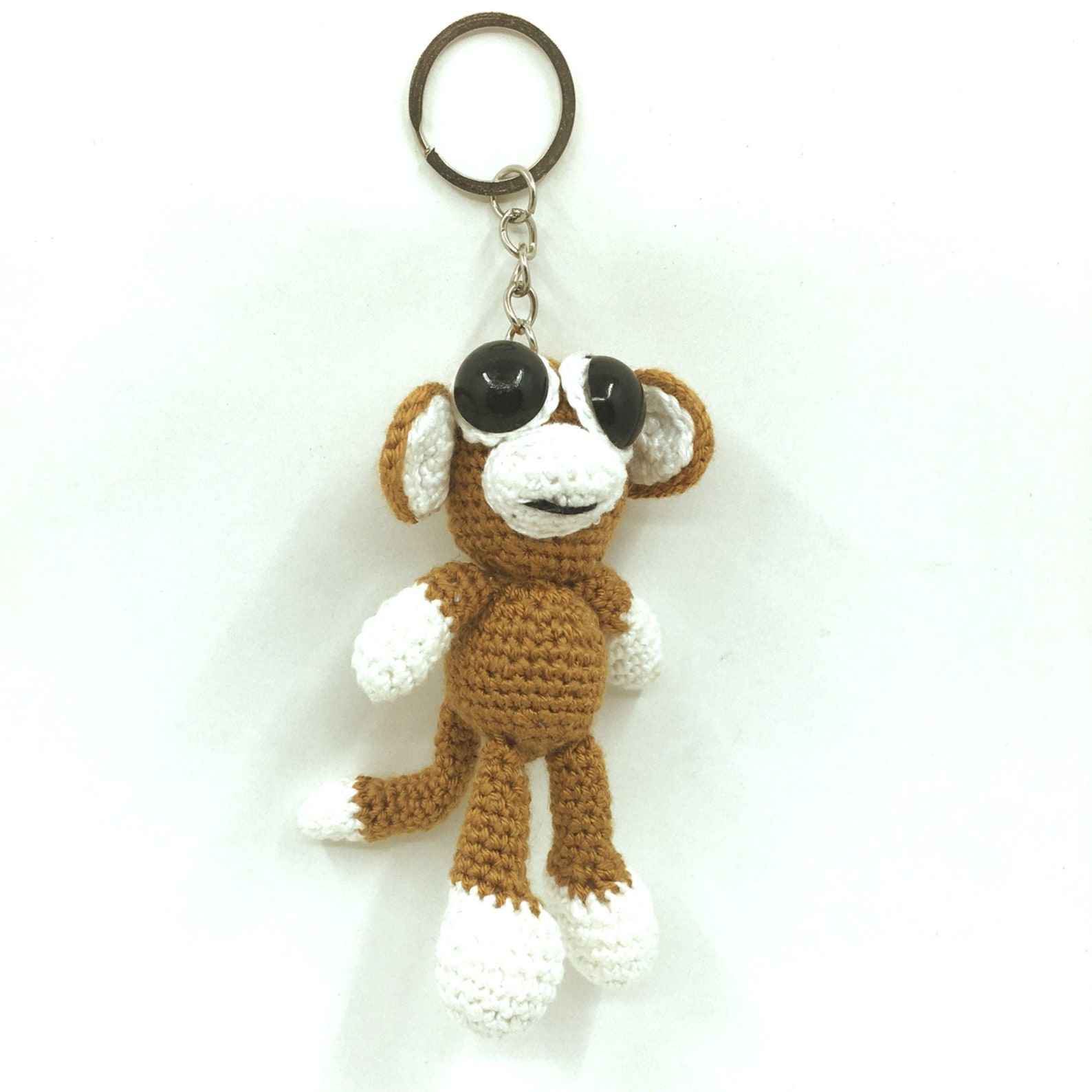 Very cute amigurumi monkey keychain handmade knitting. Best Etsy