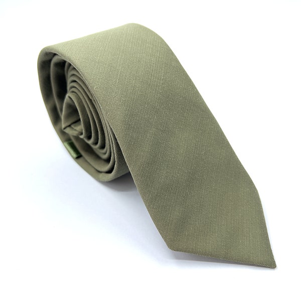 Olive Green Necktie, Slim Necktie, Mens Necktie, Linen Neck Tie, green tie, Groomsmen Necktie, Ties, Weddings Tie, Pocket square