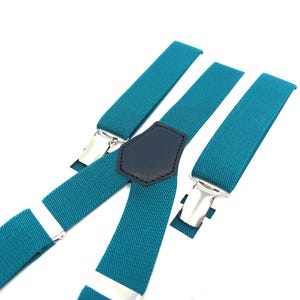 Teal Blue Suspenders, Groomsmen suspenders, Ring bearer, leather suspenders, Wedding suspenders, Suspenders men, Groom suspenders