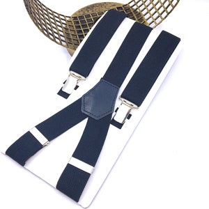 Navy Blue Suspenders, Groomsmen suspenders, Ring bearer, leather suspenders, Wedding suspenders, Suspenders men, Groom suspenders
