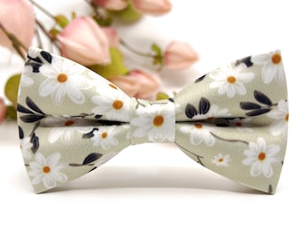 Light Sage Green Bow tie, Floral Bow tie, Wedding bow tie, Groom bow tie, Ring bearer, Bow Tie for men, baby, boy, kids